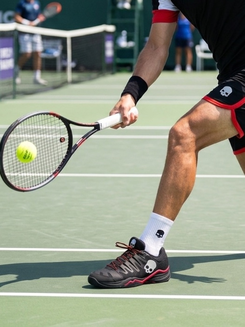 Hydrogen Tennis Black Skull Shoes in Black and Red Size 8.5/EU 42